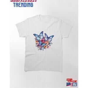 Butterfly And Flowers Classic Tshirt